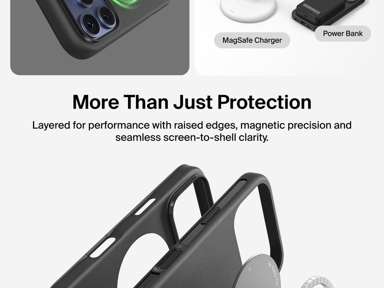 Belkin ScreenForce Protect Series Case for iPhone 17 with MagSafe and Qi2 compatibility for strong magnetic attachment to chargers and accessories.