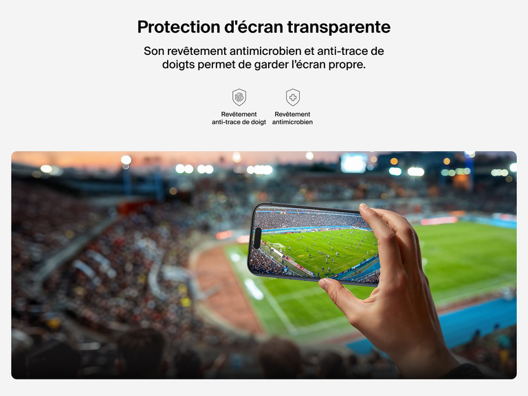 Belkin ScreenForce InvisiGlass Screen Protector delivers crystal-clear viewing with anti-fingerprint and antimicrobial protection.