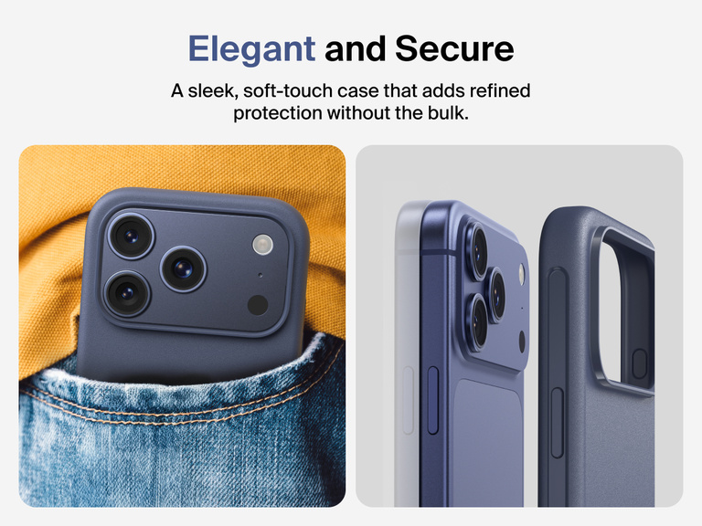 Belkin ScreenForce Protect Series Case for iPhone 17 featuring touch-sensitive camera button and layered design for magnetic precision and durable protection.