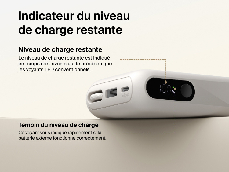 Belkin UltraCharge 10K power bank with integrated USB-C cable and digital display showing real-time battery percentage and charging status