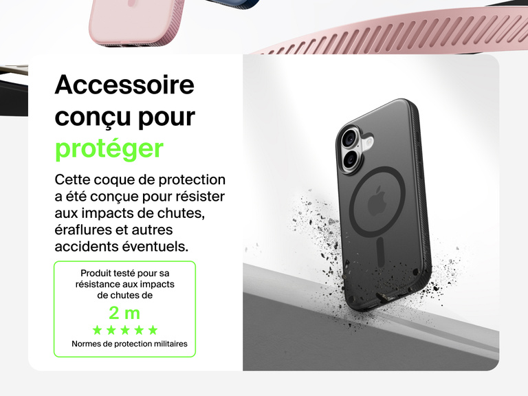 Belkin SheerForce Grip Series Case for iPhone 17 shown with textured grip and impact protection against drops.