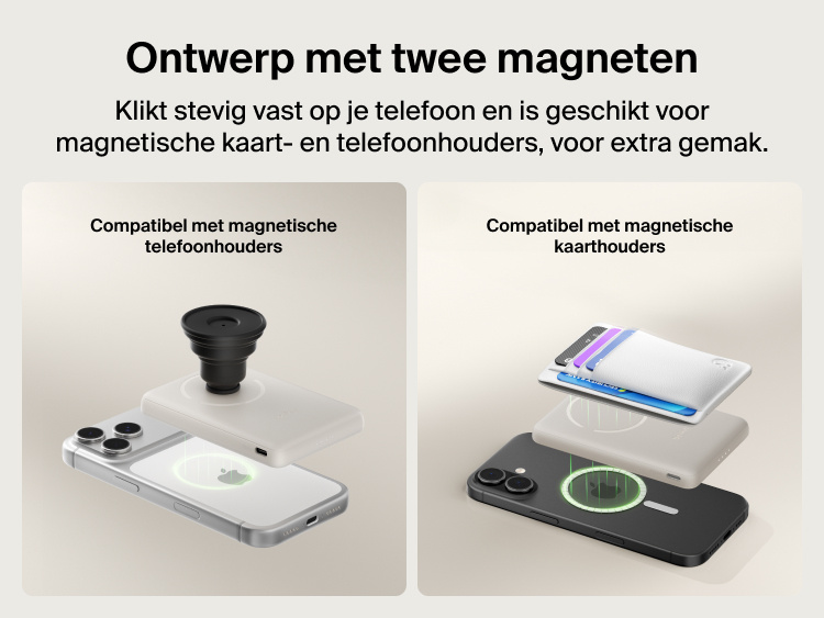 Belkin BoostCharge Slim Magnetic Power Bank 5K with Qi2 highlighting an ultra-slim, lightweight design with smart thermal control for safe, pocket-friendly portable charging.