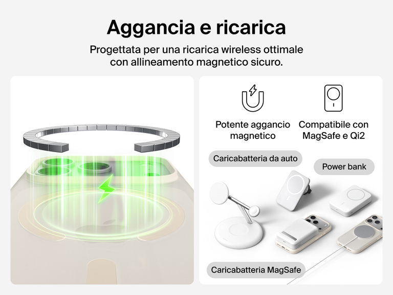 Close-up of Belkin SheerForce Grip Series Case for iPhone 17 with textured edges for secure, comfortable handling.