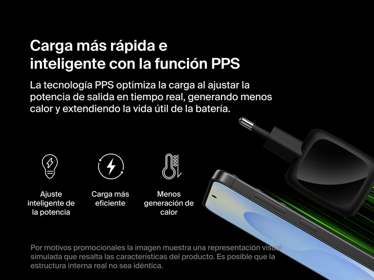 El cargador de pared doble USB-C GaN de 50 W Belkin BoostCharge Pro con tecnología PPS ofrece ajuste inteligente de la potencia, mayor eficiencia de carga, reducción del calor y una vida útil de la batería más extensa.