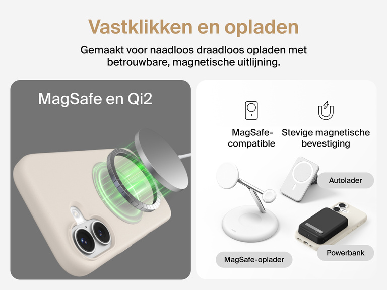 Belkin ScreenForce Protect-hoesje voor de iPhone 17, met opstaande randen ter bescherming van het scherm en de camera en dat gemaakt is ter ondersteuning van naadloos magnetisch draadloos opladen.