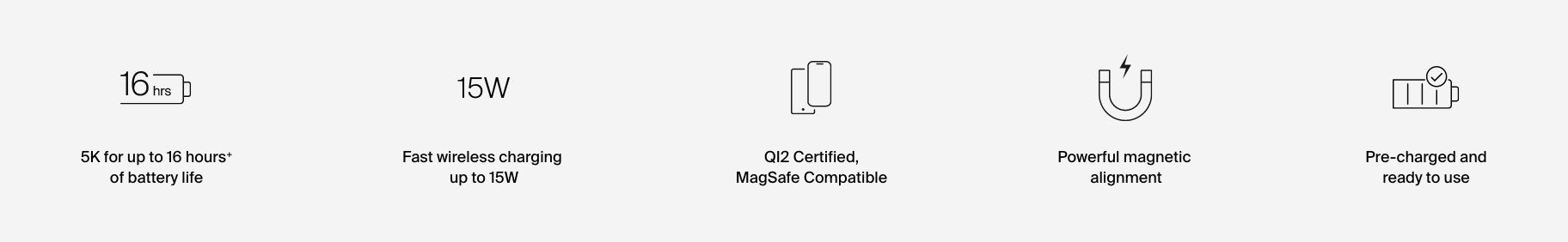 Your Qi2 on-the-go charging solution is here. Power up with up to 15W of the latest wireless magnetic charging technology.  