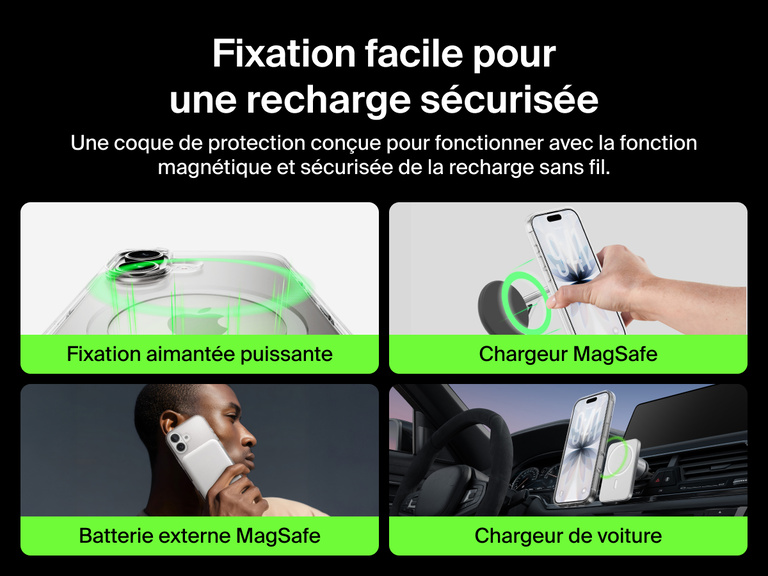 Belkin SheerForce Clear Series Case for iPhone 17 supports MagSafe accessories with strong magnetic attachment for chargers, power banks, and car mounts.