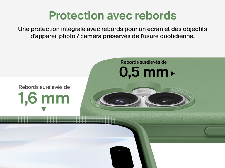 Coque de protection Belkin ScreenForce Protect Series pour iPhone 17 avec rebords et protection anti-impacts de chutes de moins de 4&nbsp;m.