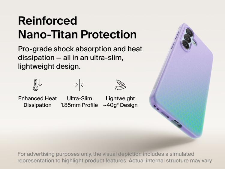 Belkin SheerForce Protect Series Case for Samsung Galaxy S26 featuring reinforced Nano-Titan protection, ultra-slim 1.85 mm profile, lightweight design, and enhanced shock absorption with heat dissipation.