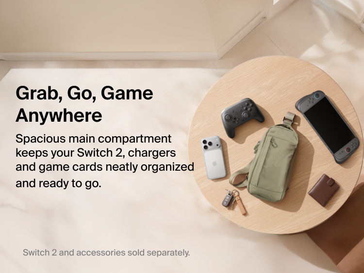 Belkin Gaming Travel Bag for Nintendo Switch 2 keeps your console, accessories, and everyday essentials organized in a spacious main compartment.