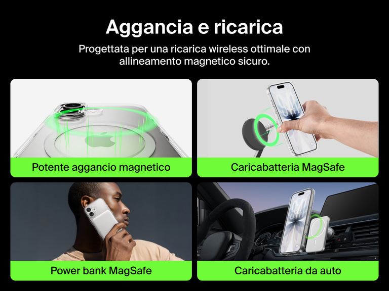 Belkin SheerForce Clear Series Case for iPhone 17 supports MagSafe accessories with strong magnetic attachment for chargers, power banks, and car mounts.