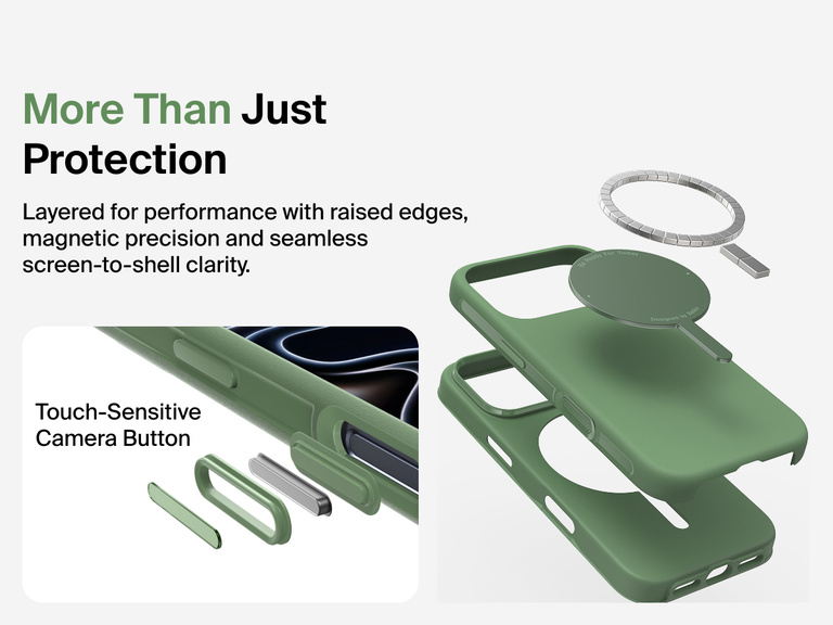 Belkin ScreenForce Protect Series Case for iPhone 17 with MagSafe and Qi2 compatibility for strong magnetic attachment to chargers and accessories.