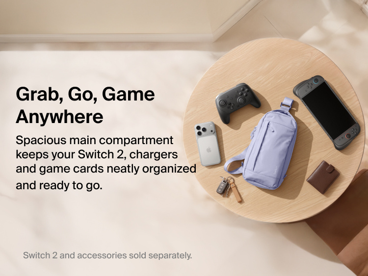 Belkin Gaming Travel Bag for Nintendo Switch 2 keeps your console, accessories, and everyday essentials organized in a spacious main compartment.