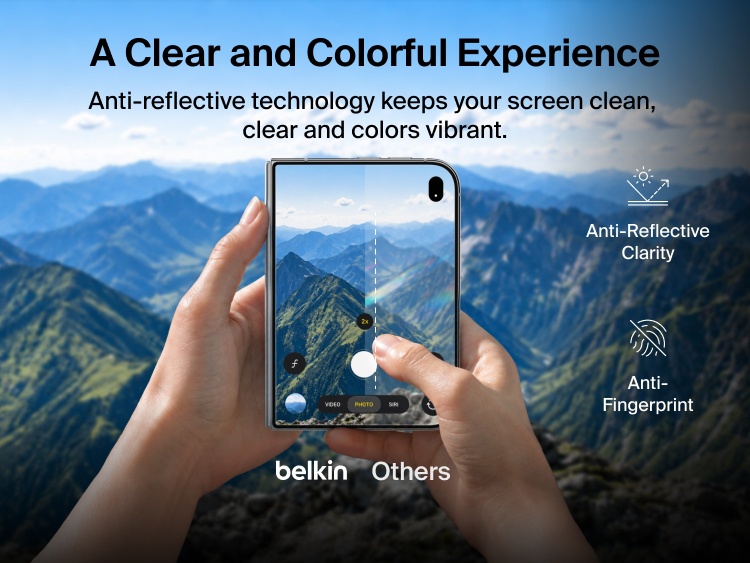 Belkin Titan SmartShield Anti-Reflective Screen Protector provides anti-reflective clarity and anti-fingerprint protection for a clear, vibrant smartphone display outdoors.