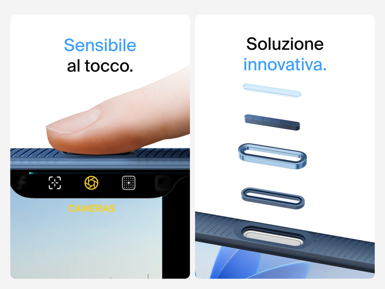 Belkin SheerForce Grip Series Case for iPhone 17 with MagSafe ring, raised edges, and floating tinted buttons for precision protection.