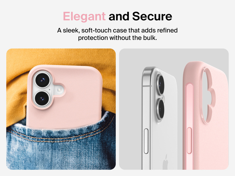 Belkin ScreenForce Protect Series Case for iPhone 17 featuring touch-sensitive camera button and layered design for magnetic precision and durable protection.