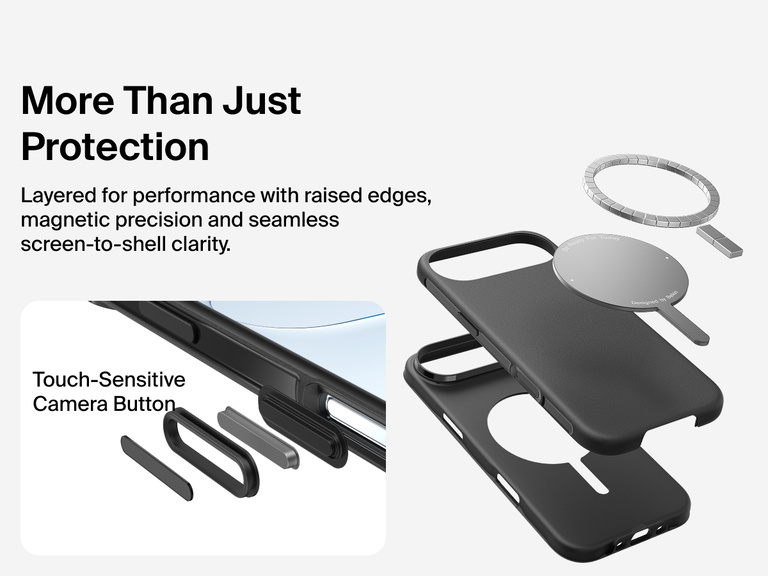 Belkin ScreenForce Protect Series Case for iPhone 17 with MagSafe and Qi2 compatibility for strong magnetic attachment to chargers and accessories.