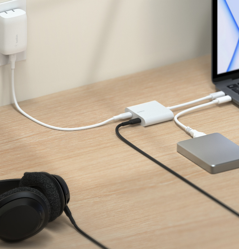 USB-C Data + Charger Adapter, Splitter, Power Delivery, Fast Charging for USB-C Smartphones, Tablets, and More | Belkin US