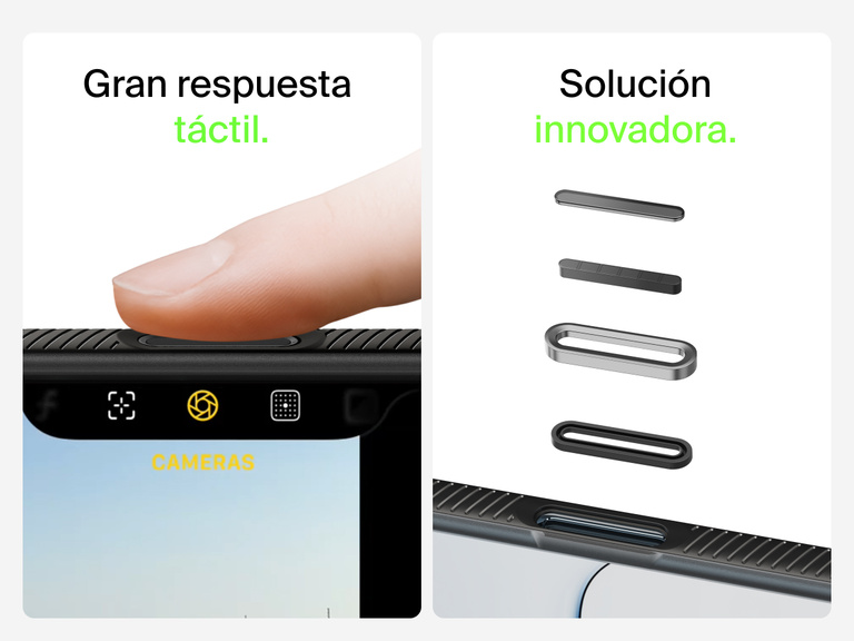 Belkin SheerForce Grip Series Case for iPhone 17 with MagSafe ring, raised edges, and floating tinted buttons for precision protection.