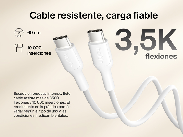 Slim Magnetic Power Bank 10K with Qi2 USB-C cable detail showing durable connectors and bend resistance performance