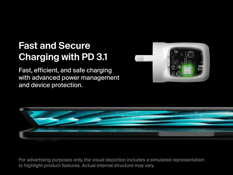 Belkin BoostCharge Pro Dual USB-C GaN Wall Charger 50W with PD 3.1 technology provides fast, efficient, and secure charging with advanced power management and device protection.