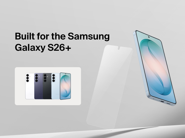 Belkin ScreenForce Titan SmartShield Anti-Reflective Screen Protector designed for Samsung Galaxy S26, shown with precise fit, edge-to-edge coverage, and glare-reducing screen protection.