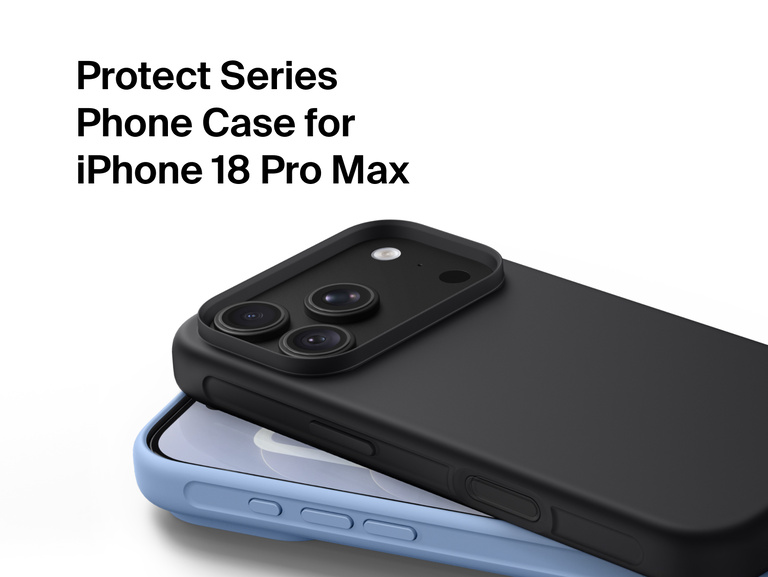 Belkin Protect Series Case for iPhone 18 shown on multiple phones with a slim protective design and raised camera edges.