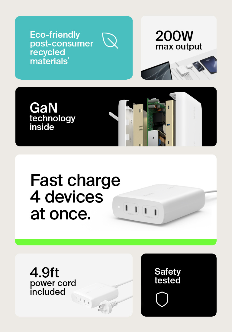 Fast charge 4 devices at once.