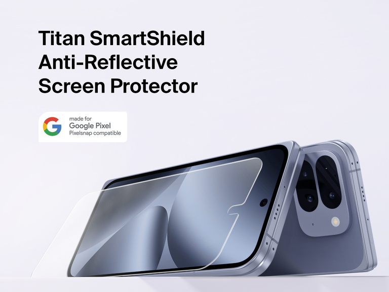 Belkin Titan SmartShield Anti-Reflective Screen Protector for Google Pixel 11 with full-screen coverage, Nano-Titan technology, and anti-reflective clarity.