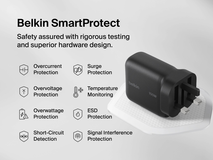 Belkin UltraCharge 45W retractable GaN wall charger with 0.7m USB-C cable powering devices in home and travel settings with flexible, tangle-free reach