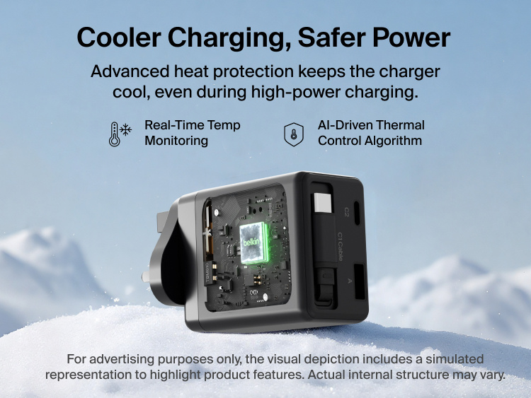 BoostCharge Pro 3-Port GaN Wall Charger 100W connected to a laptop, showcasing USB-C PD 3.1 technology for fast, efficient, and secure Power Delivery charging.