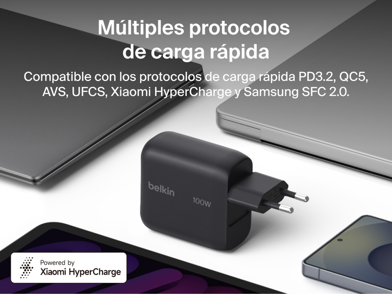 El cargador de pared GaN de 45 W con cable retr&aacute;ctil USB-C integrado Belkin UltraCharge ofrece carga r&aacute;pida m&aacute;xima de 45 W, pudiendo cargar un smartphone del 0 al 50 % en un santiam&eacute;n.