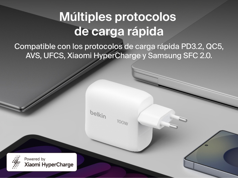 El cargador de pared GaN de 45 W con cable retr&aacute;ctil USB-C integrado Belkin UltraCharge ofrece carga r&aacute;pida m&aacute;xima de 45 W, pudiendo cargar un smartphone del 0 al 50 % en un santiam&eacute;n.