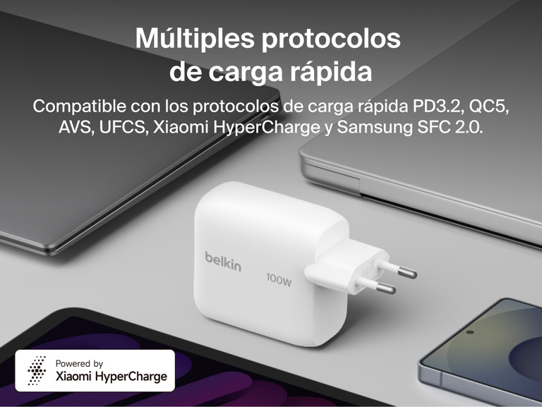 El cargador de pared GaN de 45 W con cable retr&aacute;ctil USB-C integrado Belkin UltraCharge ofrece carga r&aacute;pida m&aacute;xima de 45 W, pudiendo cargar un smartphone del 0 al 50 % en un santiam&eacute;n.
