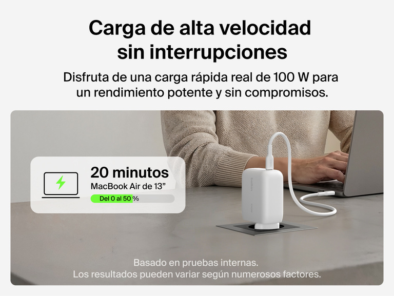 El cargador de pared GaN de 45 W Belkin UltraCharge incluye un cable retr&aacute;ctil USB-C integrado de 0,7 m y un puerto USB-C. Ofrece carga r&aacute;pida en un dise&ntilde;o compacto e ideal para viajes con su protecci&oacute;n contra sobrecalentamiento.