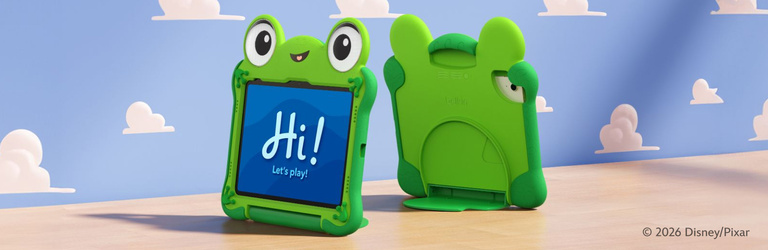 Accessori per tablet a tema Disney visualizzati sulla custodia ispirata a Lilypad, con un design ispirato al personaggio e uno sfondo con natura