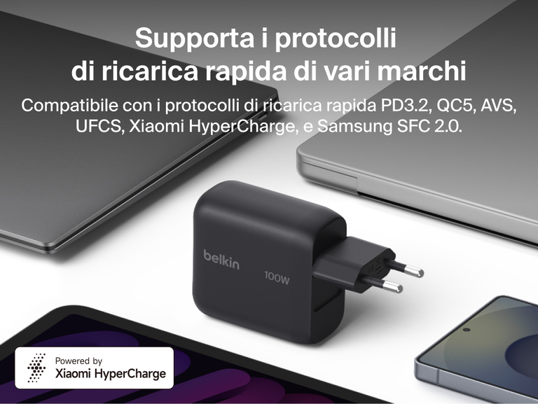 Il caricabatteria da parete GaN con cavo retrattile da 45 W Belkin UltraCharge offre una ricarica rapida fino a 45 W con il cavo USB-C, in grado di ricaricare velocemente uno smartphone dallo 0 al 50%