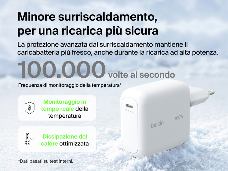 Il caricabatteria da parete GaN con cavo retrattile da 45 W Belkin UltraCharge integra un cavo USB-C da 0,7 m per ricaricare i dispositivi a casa o durante gli spostamenti in modo pratico e senza grovigli di cavi