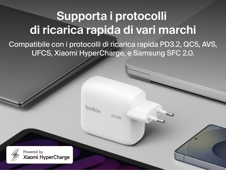 Il caricabatteria da parete GaN con cavo retrattile da 45 W Belkin UltraCharge offre una ricarica rapida fino a 45 W con il cavo USB-C, in grado di ricaricare velocemente uno smartphone dallo 0 al 50%