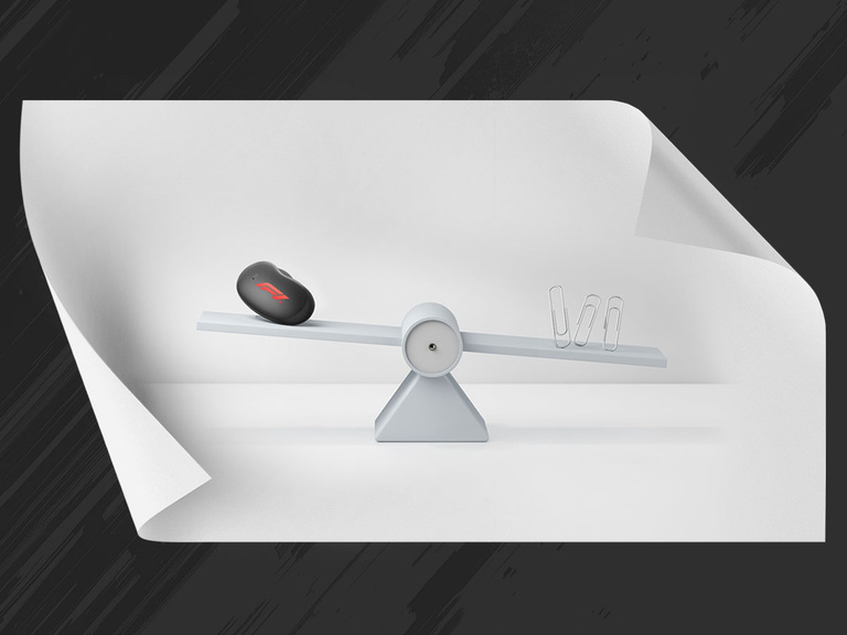 Belkin SoundForm Anywhere Wireless Earbuds shown on a balance scale highlighting ultra-light 4g weight and secure low-profile fit.