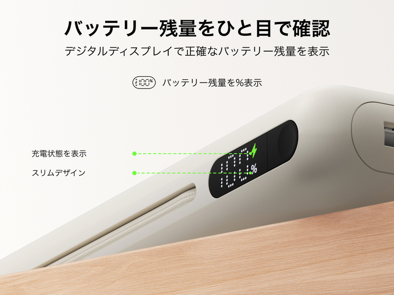 Belkin UltraCharge Pro Laptop Power Bank 25K with digital display showing real-time battery percentage and charging status for accurate power monitoring