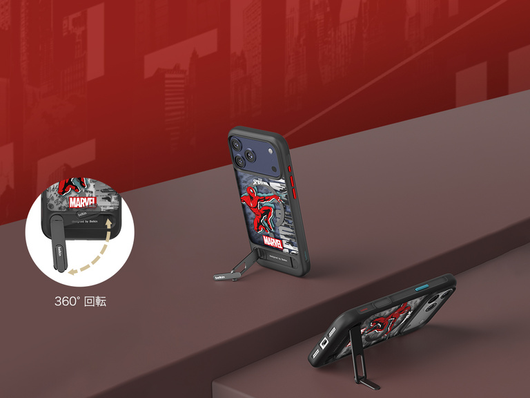 Belkin SheerForce Grip Series Case for iPhone 17 with MagSafe ring, raised edges, and floating tinted buttons for precision protection.