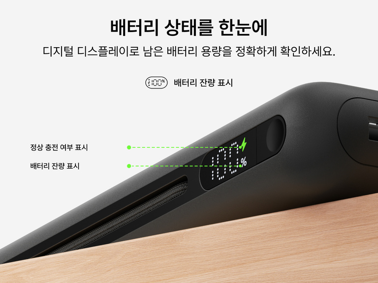 Belkin UltraCharge Pro Laptop Power Bank 25K with digital display showing real-time battery percentage and charging status for accurate power monitoring