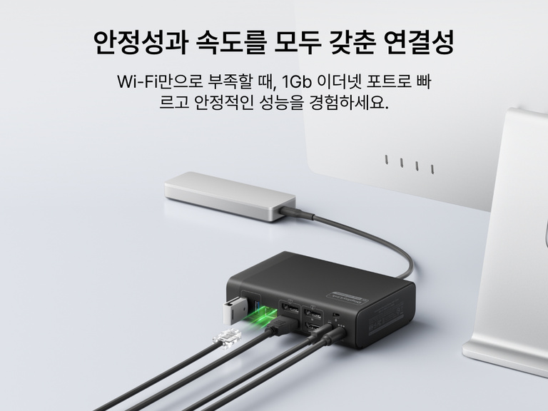 Universal 14-Port Dual Display USB-C Dock enabling fast and stable wired network connection via ethernet port