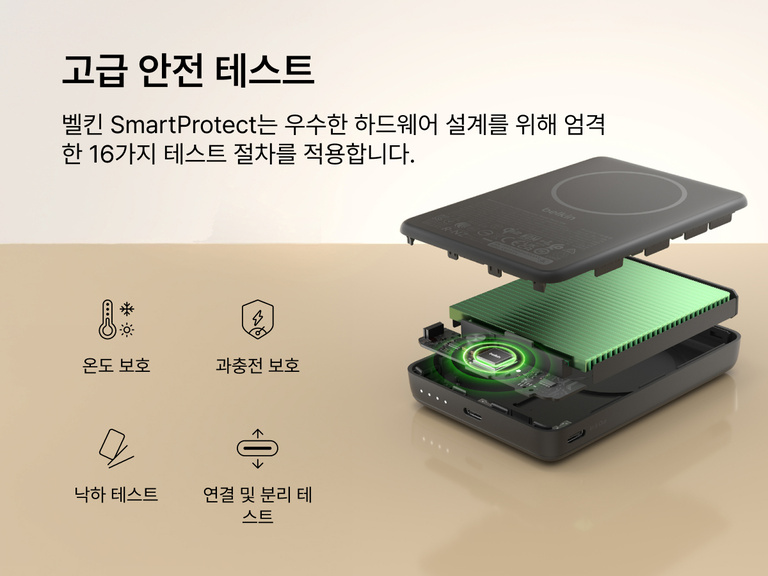 Slim Magnetic Power Bank 10K with Qi2 internal components exploded view highlighting thermal management and safety protection features