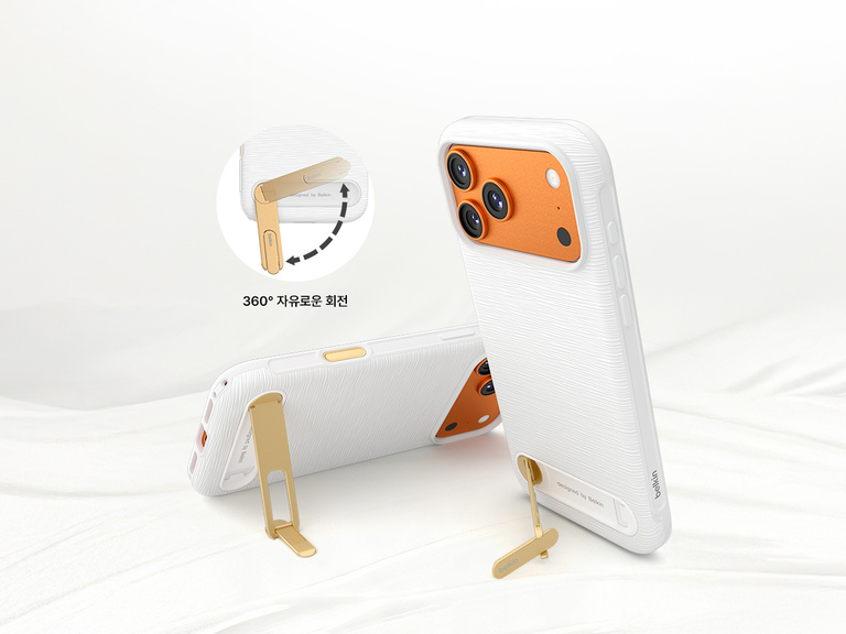 iPhone 17용 Belkin SheerForce 그립 시리즈 케이스는 얇은 반투명 디자인과 부드러운 촉감의 마감으로 편안한 그립감을 제공합니다.