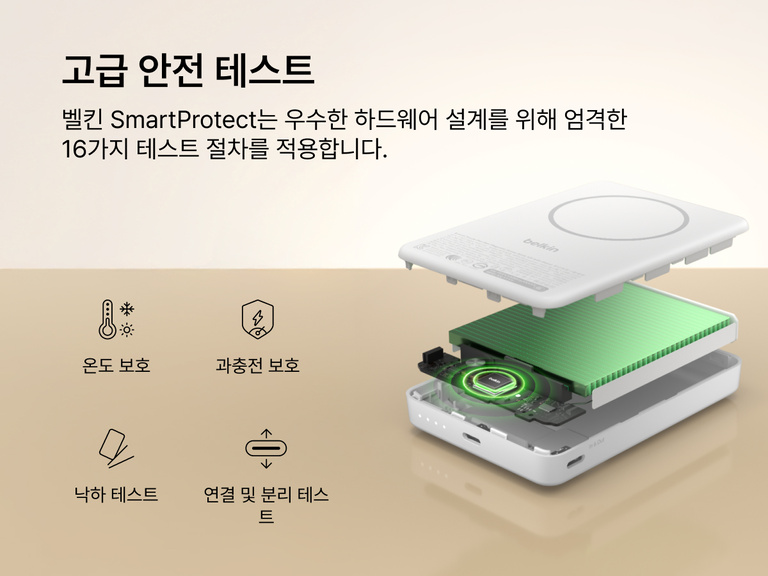 Slim Magnetic Power Bank 10K with Qi2 internal components exposed highlighting thermal control and safety protection features