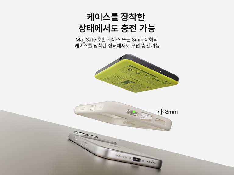 Belkin BoostCharge Slim Magnetic Power Bank 5K shown with durable USB-C to USB-C cable designed for 3,500+ bends and reliable long-lasting charging performance.