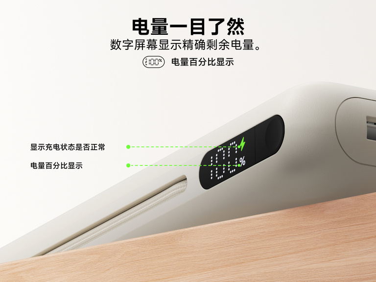Belkin UltraCharge Pro Laptop Power Bank 25K with digital display showing real-time battery percentage and charging status for accurate power monitoring