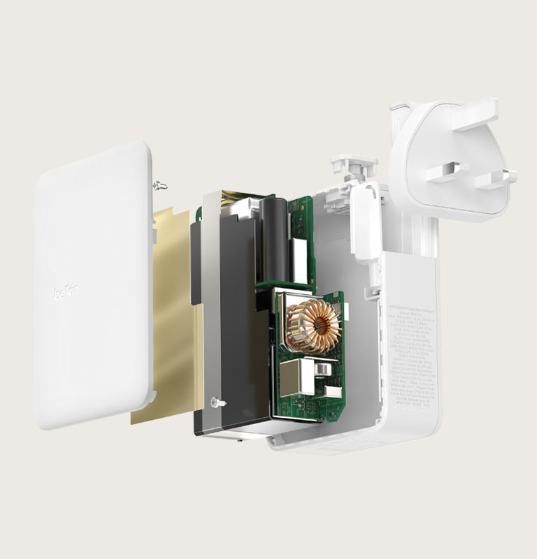 Belkin 140W 4 端口 GaN 家用充電器 (插牆式) 提供高電力高效充電。 